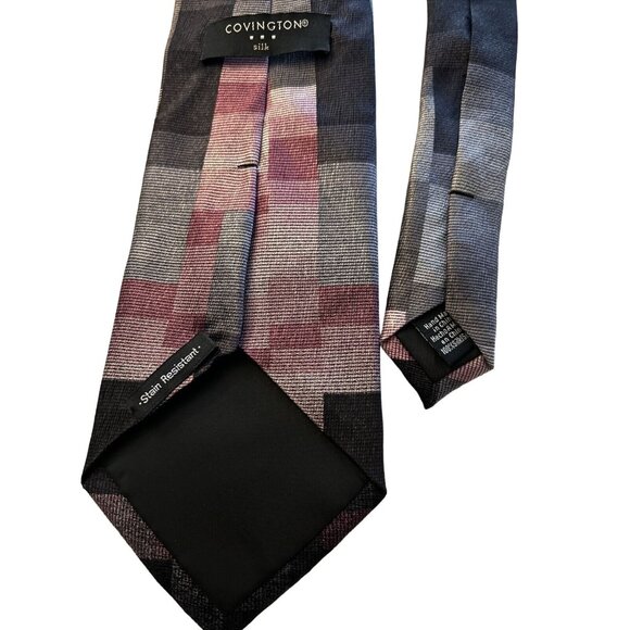 Covington Mens Necktie Handmade 100% Silk Stain Resistant Geometric Classic Tie - Picture 2 of 8
